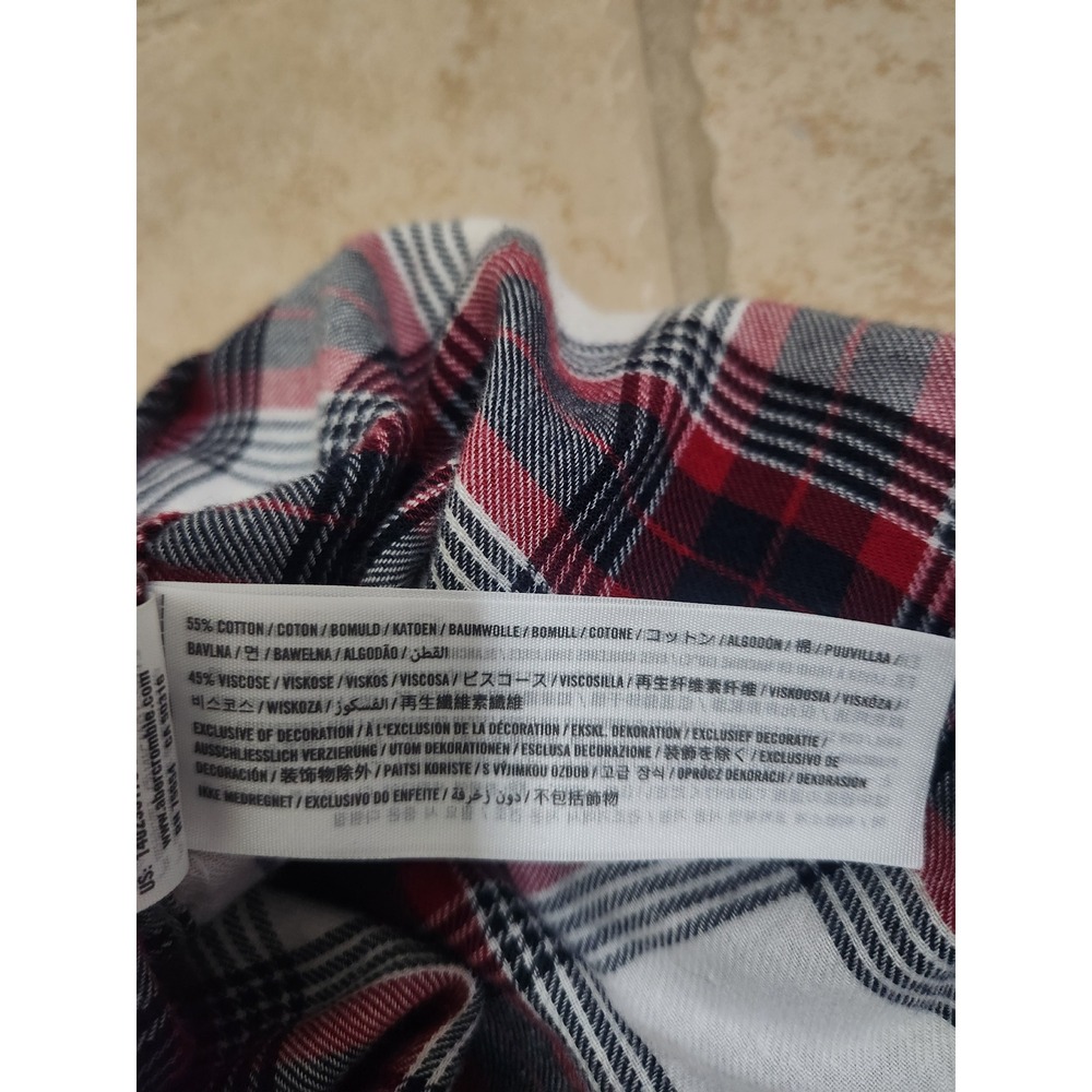 Abercrombie & Fitch Red White Blue Plaid Flannel Button Down Shirt Small Casual - Picture 7 of 8